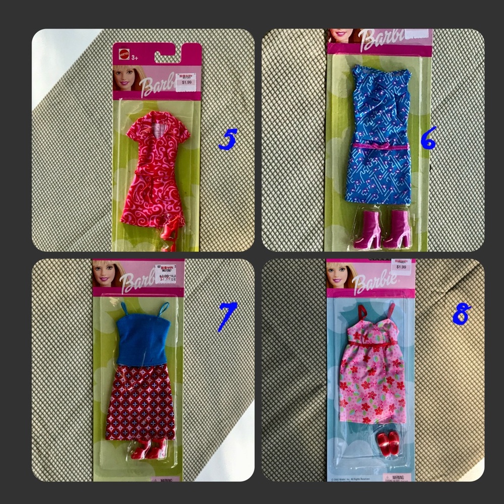 NIB 2002 Barbie outfit.  $8 each or $20 for 4